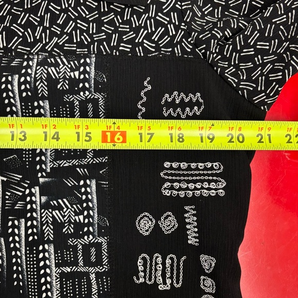 B&W funky patchwork button down, 10P - Picture 10 of 12